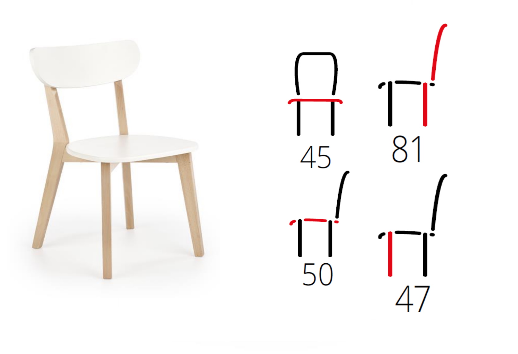 krzesło w stylu skandynawskim z drewnianymi nogami buggi, wymiary krzeseł buggi